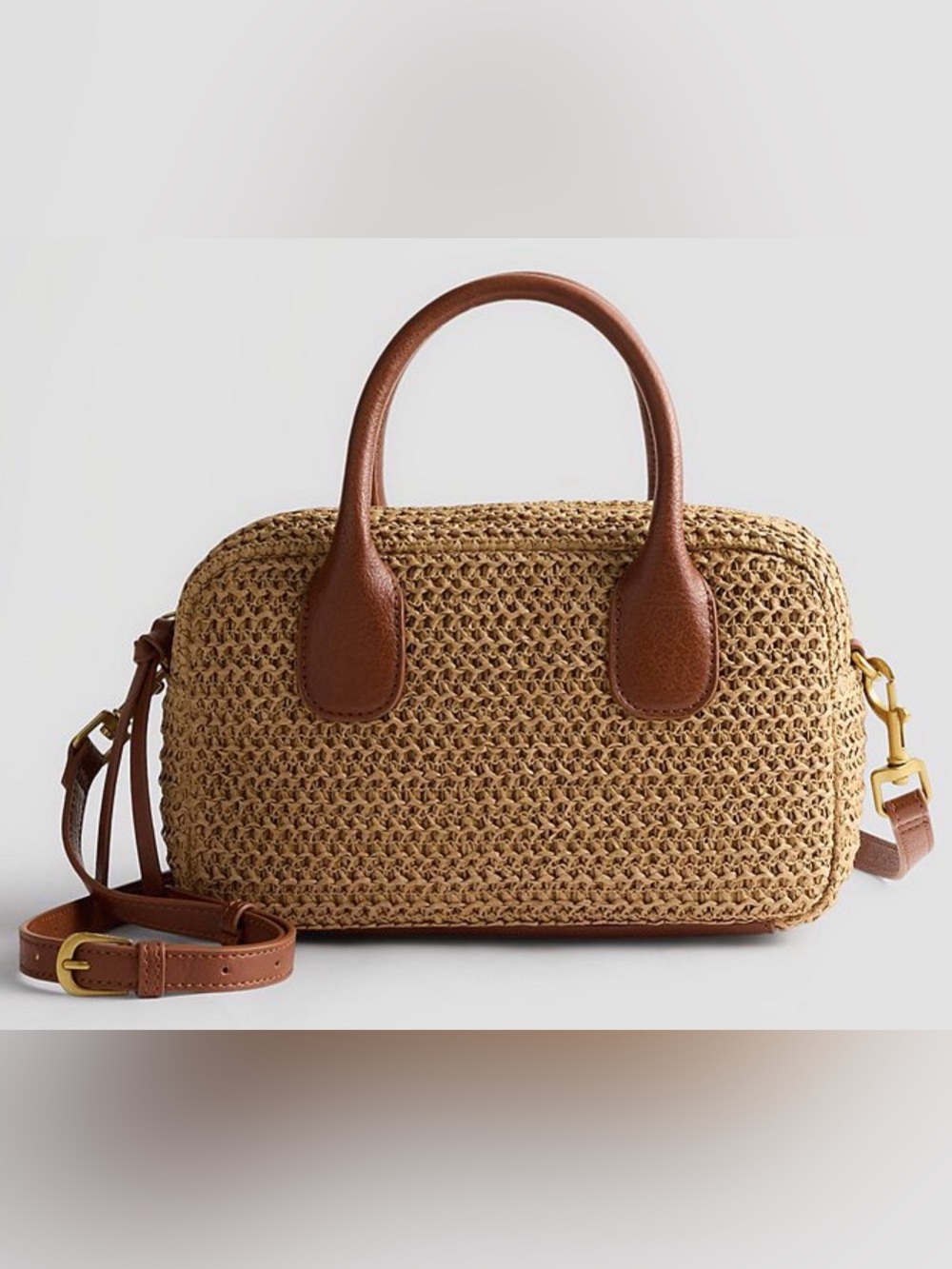Sonoma Goods For Life Sylvia Woven Straw Boxy Satchel Bag